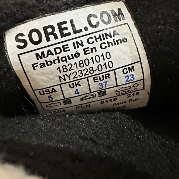 Sorel - Youth Unisex Whitney Carnival Black Sherpa Short Winter Boot size 5 - Picture 4 of 5